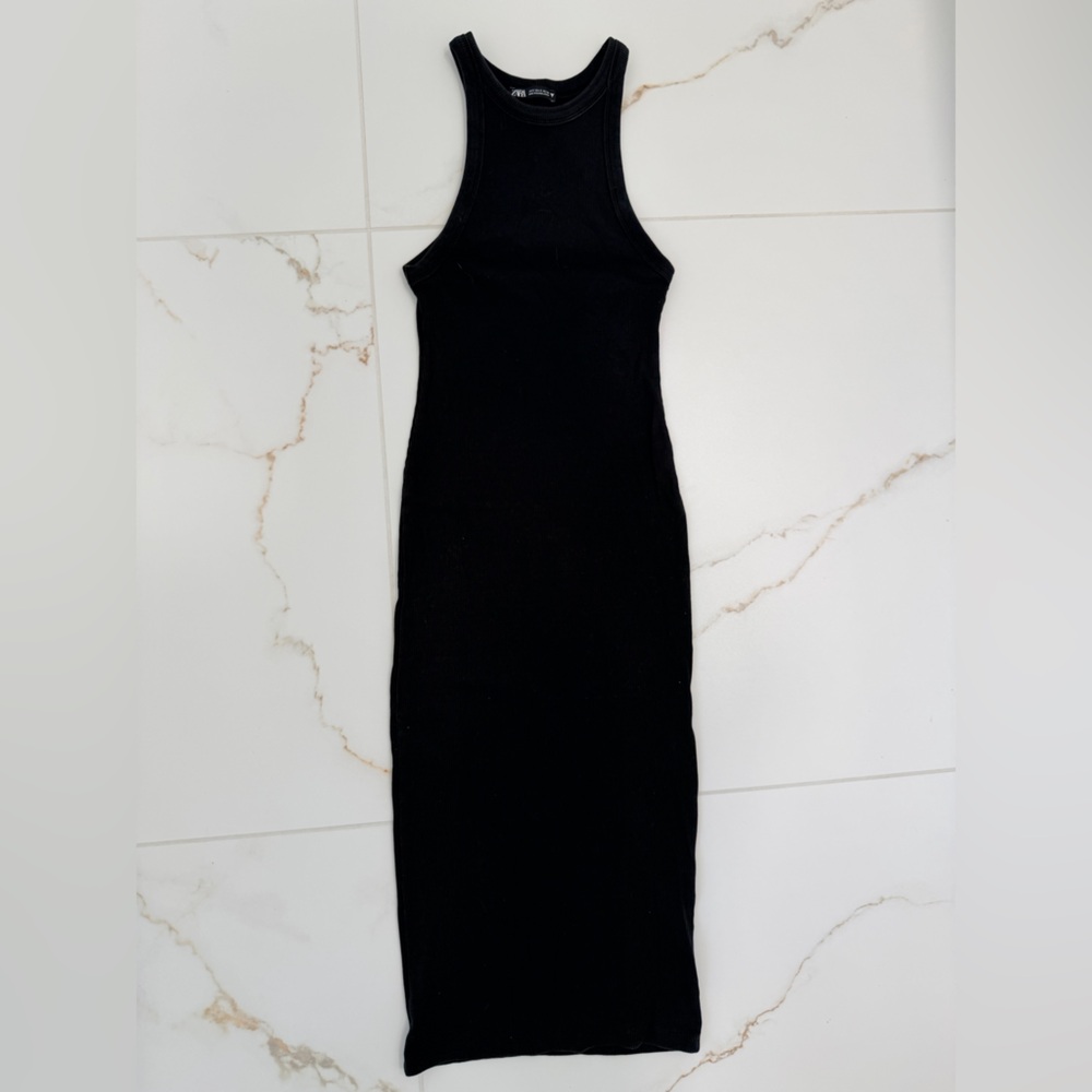 Zara Elegant Black Sleeveless Midi Dress
